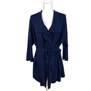 Fiorella Rubino Navy belted Open Front Cardigan with 3/4 Sleeves Size XL